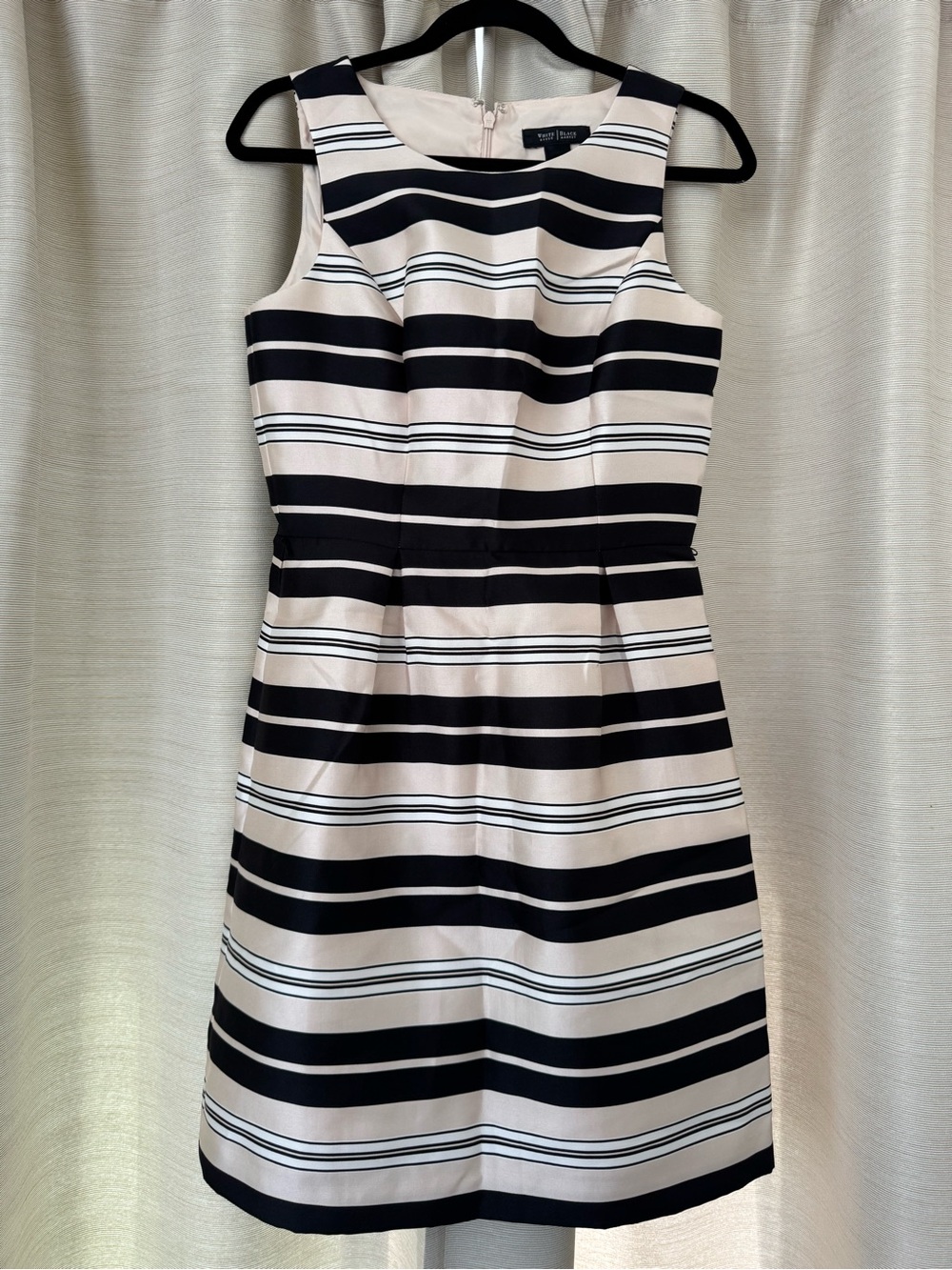 White House Black Market Black and Cream Striped Sheath Dress